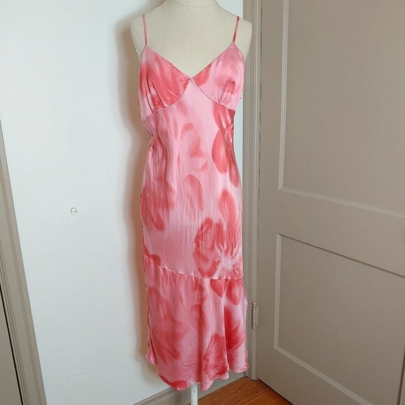 Vintage Silk Slip Sun Dress 90's Y2K Fairy Core Boho Sundress Tie Dye Going Out - Picture 11 of 11